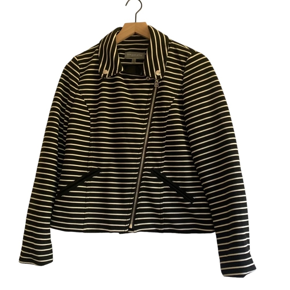 Bagatelle striped zipped moto jacket‎